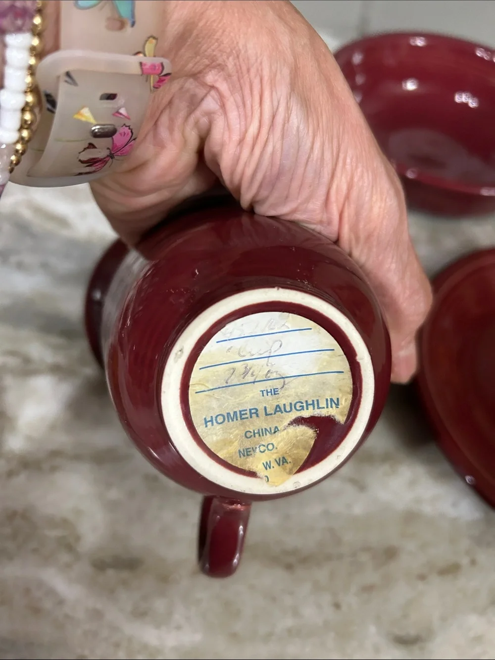 Fiesta claret burgundy 4 piece set cup& saucer cereal bowl & 7” salad dessert pl